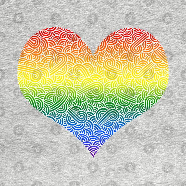 Ombré LGBTQ colours and white swirls doodles heart by Savousepate